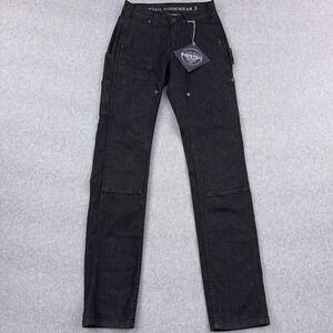 NEW Dovetail Workwear Maven Slim Pants Womens 0 x 32" Black Heather Double Knee